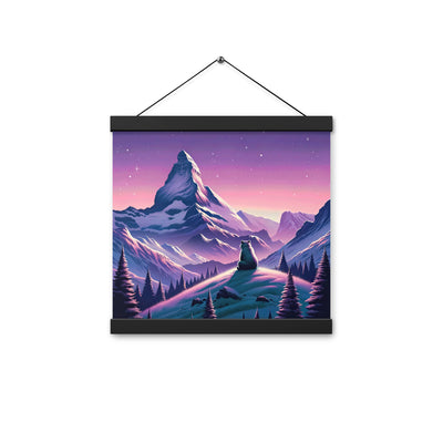 Bezaubernder Alpenabend mit Bär, lavendel-rosafarbener Himmel (AN) - Premium Poster mit Aufhängung xxx yyy zzz 30.5 x 30.5 cm
