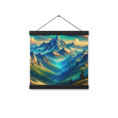 Atemberaubende alpine Komposition mit majestätischen Gipfeln und Tälern - Premium Poster mit Aufhängung berge xxx yyy zzz 30.5 x 30.5 cm