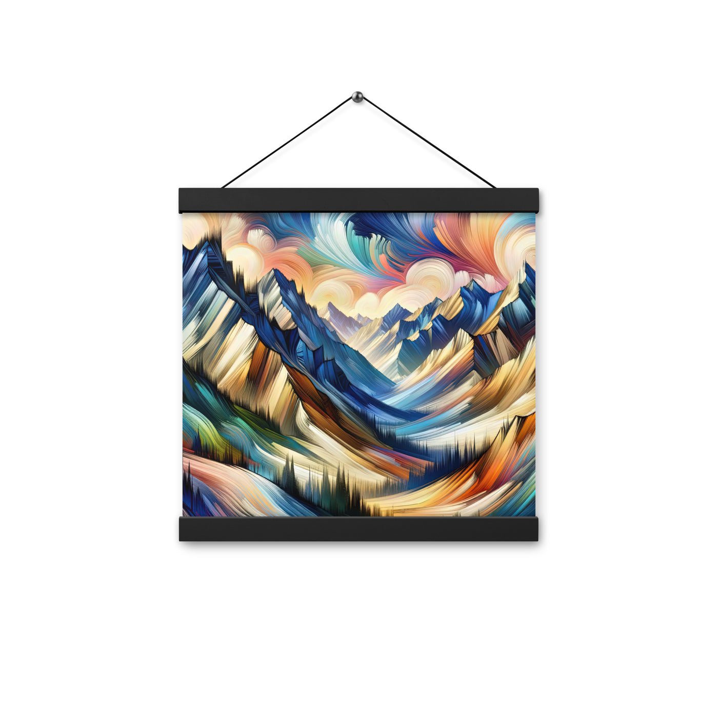 Alpen in abstrakter Expressionismus-Manier, wilde Pinselstriche - Premium Poster mit Aufhängung berge xxx yyy zzz 30.5 x 30.5 cm