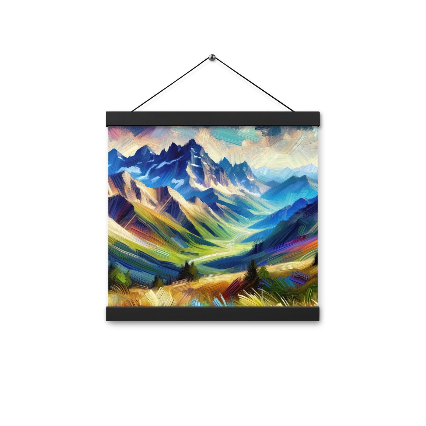 Impressionistische Alpen, lebendige Farbtupfer und Lichteffekte - Premium Poster mit Aufhängung berge xxx yyy zzz 30.5 x 30.5 cm