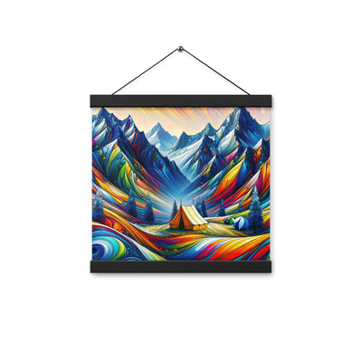Surreale Alpen in abstrakten Farben, dynamische Formen der Landschaft - Premium Poster mit Aufhängung camping xxx yyy zzz 30.5 x 30.5 cm
