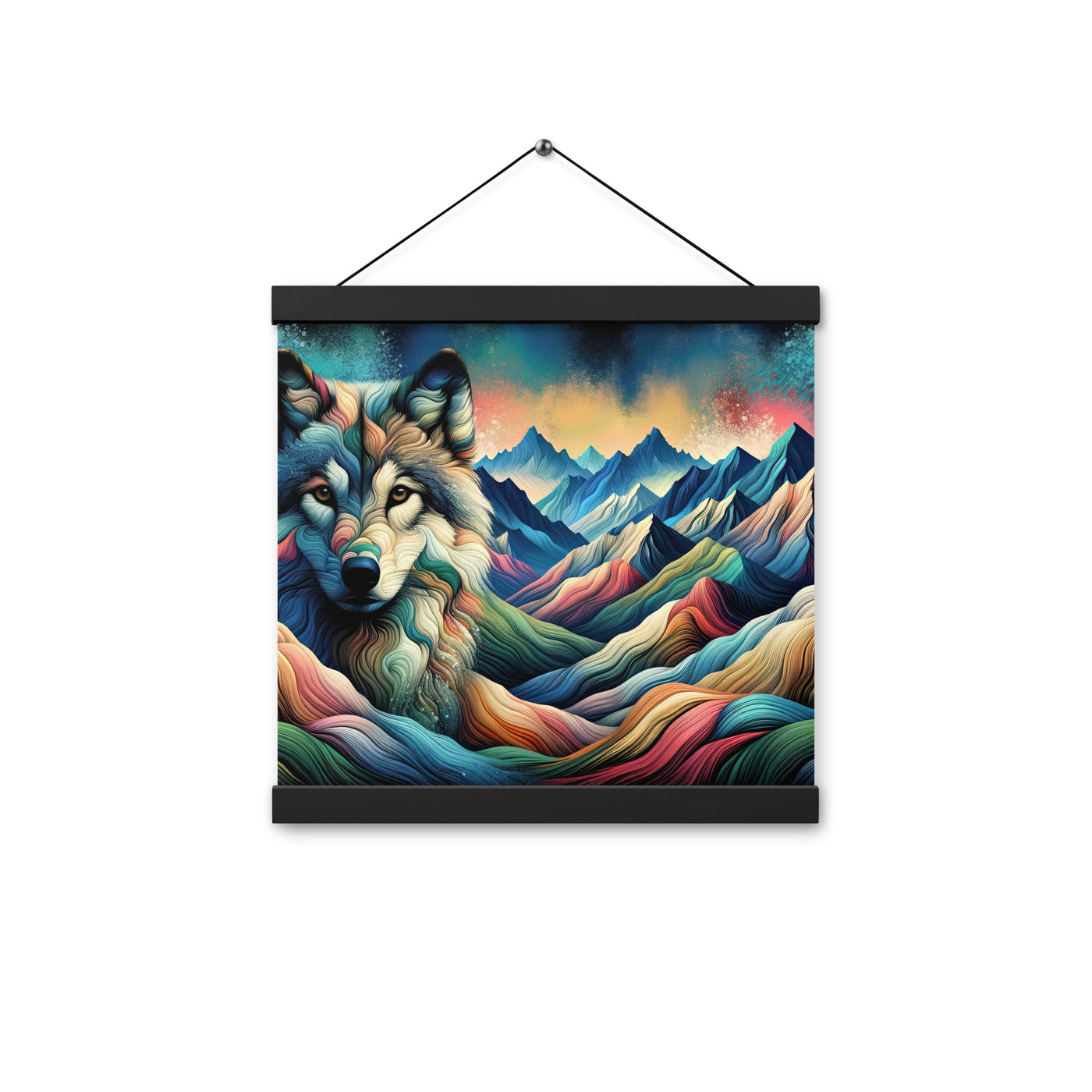 Traumhaftes Alpenpanorama mit Wolf in wechselnden Farben und Mustern (AN) - Premium Poster mit Aufhängung xxx yyy zzz 30.5 x 30.5 cm