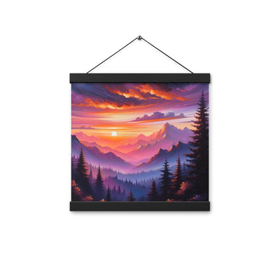 Ölgemälde der Alpenlandschaft im ätherischen Sonnenuntergang, himmlische Farbtöne - Premium Poster mit Aufhängung berge xxx yyy zzz 30.5 x 30.5 cm