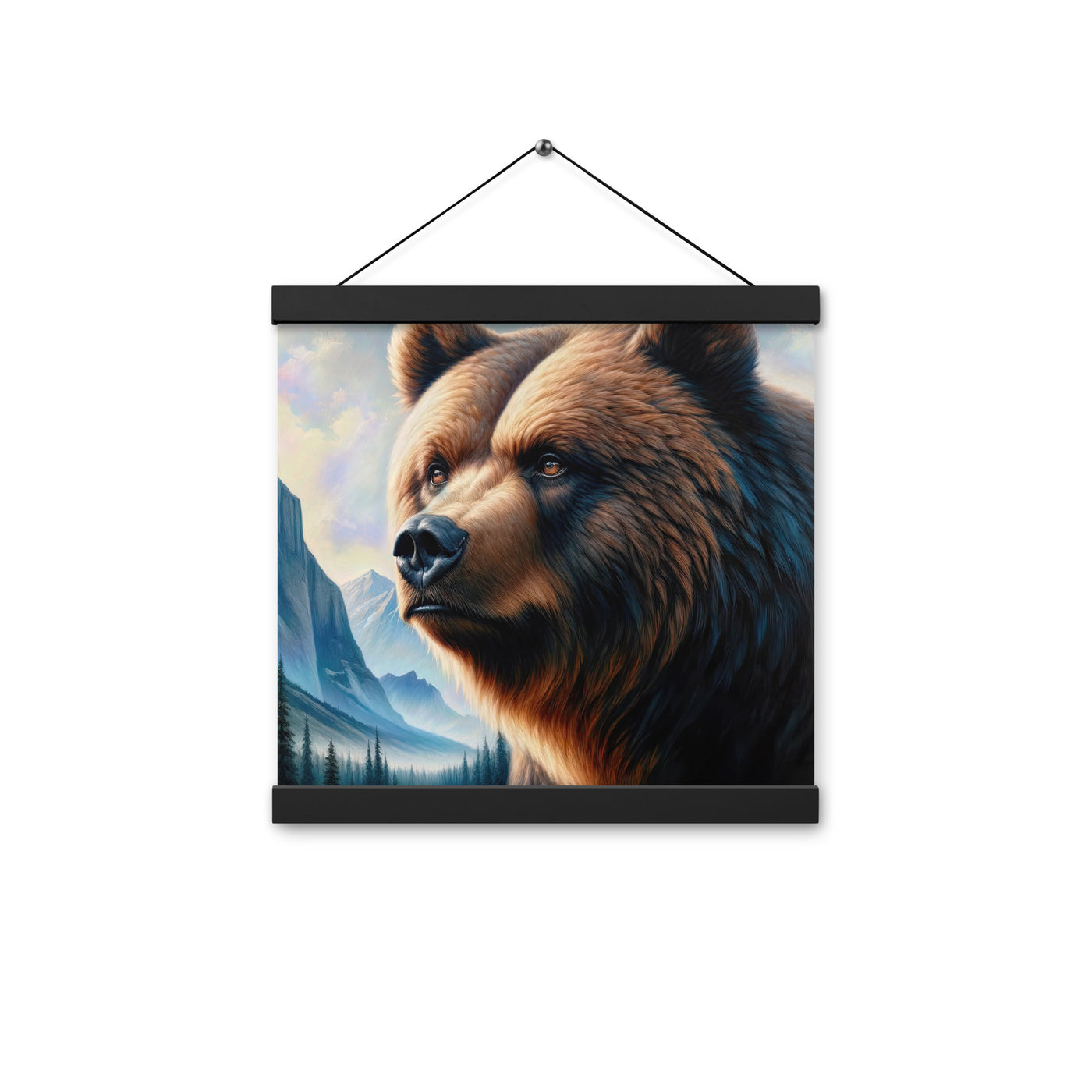 Ölgemälde, das das Gesicht eines starken realistischen Bären einfängt. Porträt - Premium Poster mit Aufhängung camping xxx yyy zzz 30.5 x 30.5 cm