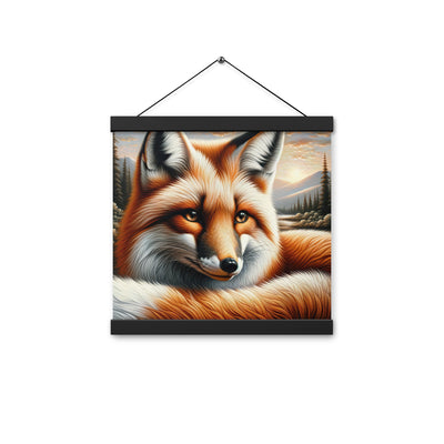 Ölgemälde eines nachdenklichen Fuchses mit weisem Blick - Premium Poster mit Aufhängung camping xxx yyy zzz 30.5 x 30.5 cm