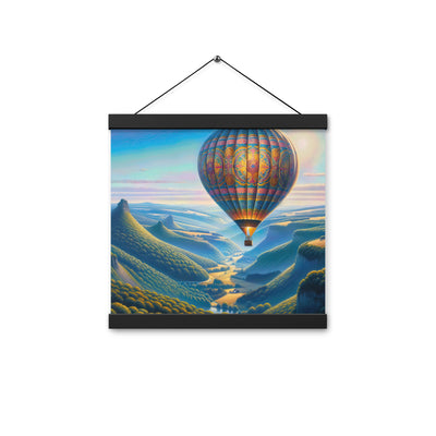 Ölgemälde einer ruhigen Szene mit verziertem Heißluftballon - Premium Poster mit Aufhängung berge xxx yyy zzz 30.5 x 30.5 cm