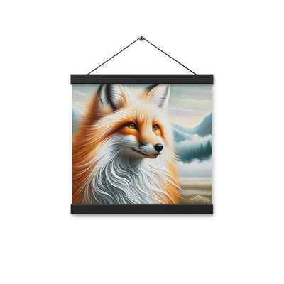 Ölgemälde eines anmutigen, intelligent blickenden Fuchses in Orange-Weiß - Premium Poster mit Aufhängung camping xxx yyy zzz 30.5 x 30.5 cm