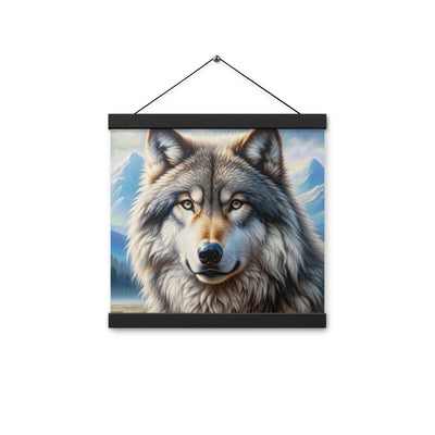 Porträt-Ölgemälde eines prächtigen Wolfes mit faszinierenden Augen (AN) - Premium Poster mit Aufhängung xxx yyy zzz 30.5 x 30.5 cm
