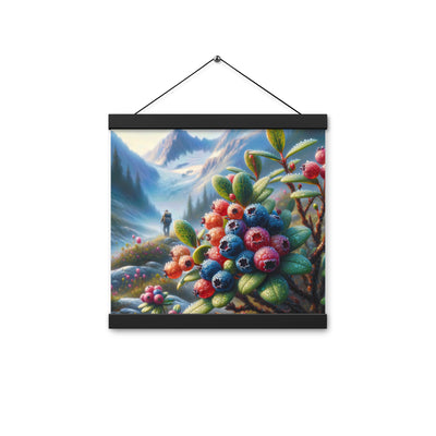 Ölgemälde einer Nahaufnahme von Alpenbeeren in satten Farben und zarten Texturen - Premium Poster mit Aufhängung wandern xxx yyy zzz 30.5 x 30.5 cm