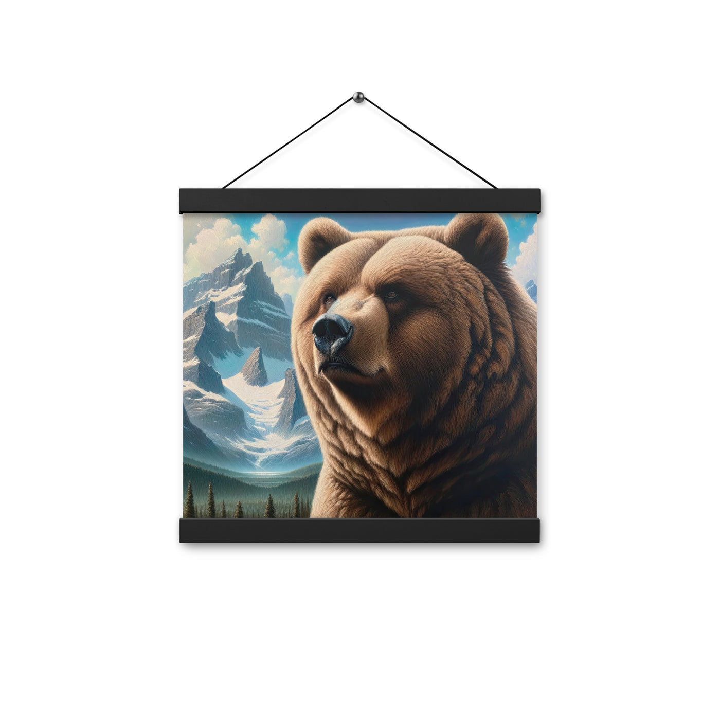 Realistisches Ölgemälde eines männlichen Bären in den Bergen mit Fokus auf Stärke und Schärfe - Enhanced Matte Paper Poster With Hanger camping xxx yyy zzz 30.5 x 30.5 cm