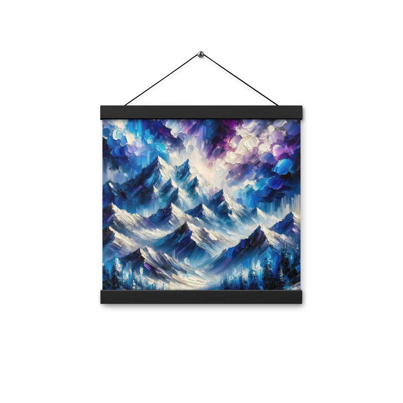 Alpenabstraktion mit dramatischem Himmel in Öl - Premium Poster mit Aufhängung berge xxx yyy zzz 30.5 x 30.5 cm