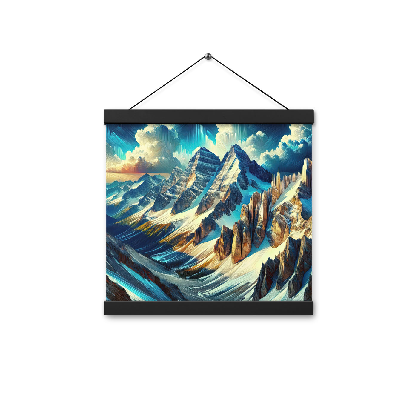 Majestätische Alpen in zufällig ausgewähltem Kunststil - Premium Poster mit Aufhängung berge xxx yyy zzz 30.5 x 30.5 cm