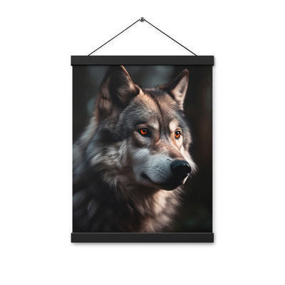 Wolf Porträt - Fotorealistische Malerei - Premium Poster mit Aufhängung camping xxx 30.5 x 40.6 cm