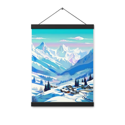 Berge und Schnee - Landschaft - Premium Poster mit Aufhängung ski xxx 30.5 x 40.6 cm