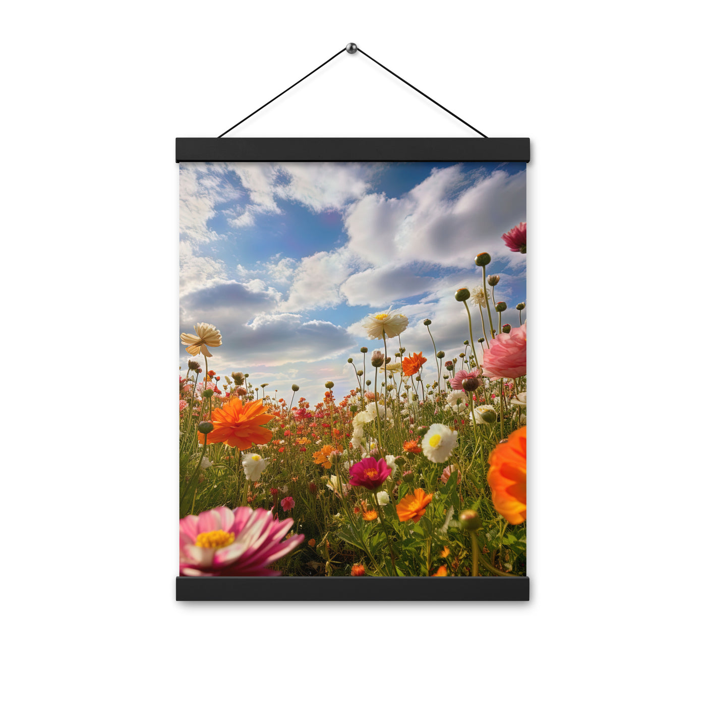 Blumenfeld und Sonnenschein - Premium Poster mit Aufhängung camping xxx 30.5 x 40.6 cm