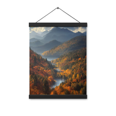 Berge, Wald und Nebel - Malerei - Premium Poster mit Aufhängung berge xxx 30.5 x 40.6 cm
