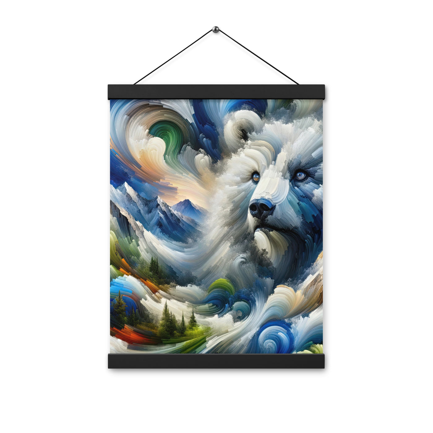 Abstrakte Alpen & Eisbär Kunst in dynamischen Farben - Premium Poster mit Aufhängung camping xxx yyy zzz 30.5 x 40.6 cm