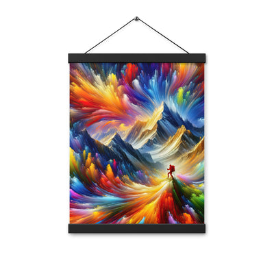 Alpen im Farbsturm mit erleuchtetem Wanderer - Abstrakt - Premium Poster mit Aufhängung wandern xxx yyy zzz 30.5 x 40.6 cm