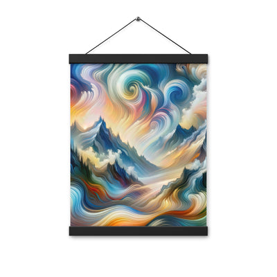 Ätherische schöne Alpen in lebendigen Farbwirbeln - Abstrakte Berge - Premium Poster mit Aufhängung berge xxx yyy zzz 30.5 x 40.6 cm
