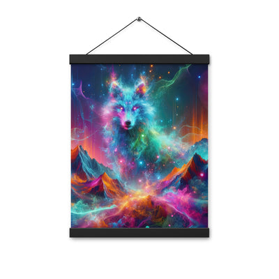 Alpen und Wolf: Lebendige Farben und schimmernde Lichtpartikel (AN) - Premium Poster mit Aufhängung xxx yyy zzz 30.5 x 40.6 cm
