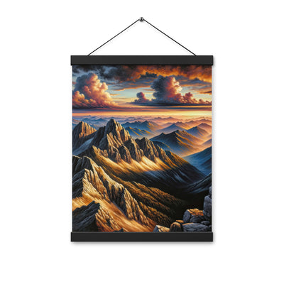 Alpen in Abenddämmerung: Acrylgemälde mit beleuchteten Berggipfeln - Premium Poster mit Aufhängung berge xxx yyy zzz 30.5 x 40.6 cm