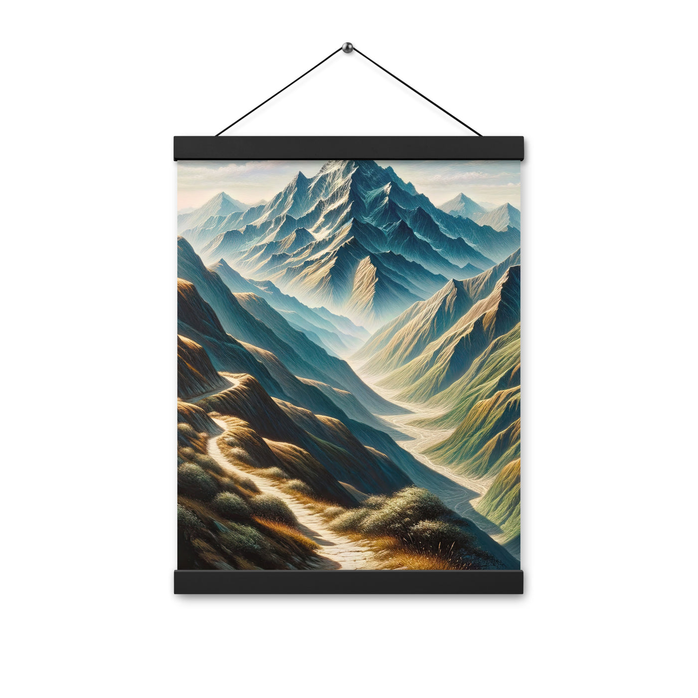 Berglandschaft: Acrylgemälde mit hervorgehobenem Pfad - Premium Poster mit Aufhängung berge xxx yyy zzz 30.5 x 40.6 cm