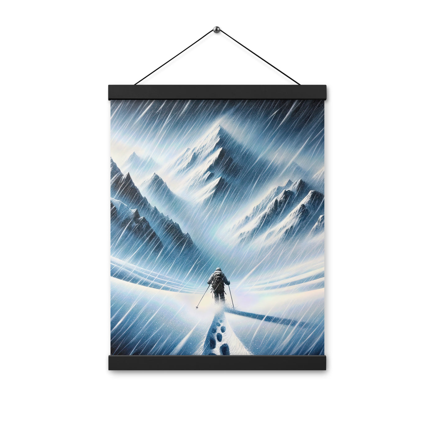 Wanderer und Bergsteiger im Schneesturm: Acrylgemälde der Alpen - Premium Poster mit Aufhängung wandern xxx yyy zzz 30.5 x 40.6 cm