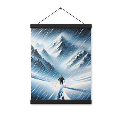 Wanderer und Bergsteiger im Schneesturm: Acrylgemälde der Alpen - Premium Poster mit Aufhängung wandern xxx yyy zzz 30.5 x 40.6 cm