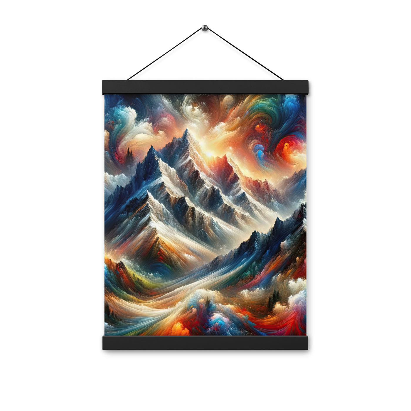 Expressionistische Alpen, Berge: Gemälde mit Farbexplosion - Premium Poster mit Aufhängung berge xxx yyy zzz 30.5 x 40.6 cm