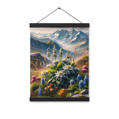 Alpine Flora: Digitales Kunstwerk mit lebendigen Blumen - Premium Poster mit Aufhängung berge xxx yyy zzz 30.5 x 40.6 cm