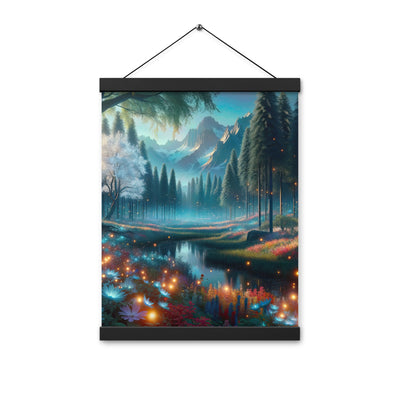 Ätherischer Alpenwald: Digitale Darstellung mit leuchtenden Bäumen und Blumen - Premium Poster mit Aufhängung camping xxx yyy zzz 30.5 x 40.6 cm
