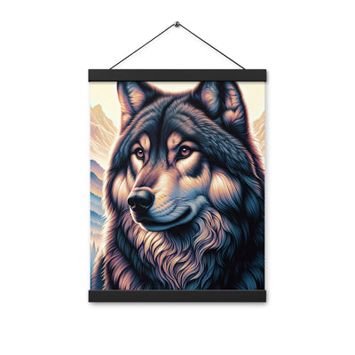Majestätischer, glänzender Wolf in leuchtender Illustration (AN) - Premium Poster mit Aufhängung xxx yyy zzz 30.5 x 40.6 cm