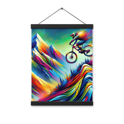 Mountainbiker in farbenfroher Alpenkulisse mit abstraktem Touch (M) - Premium Poster mit Aufhängung xxx yyy zzz 30.5 x 40.6 cm