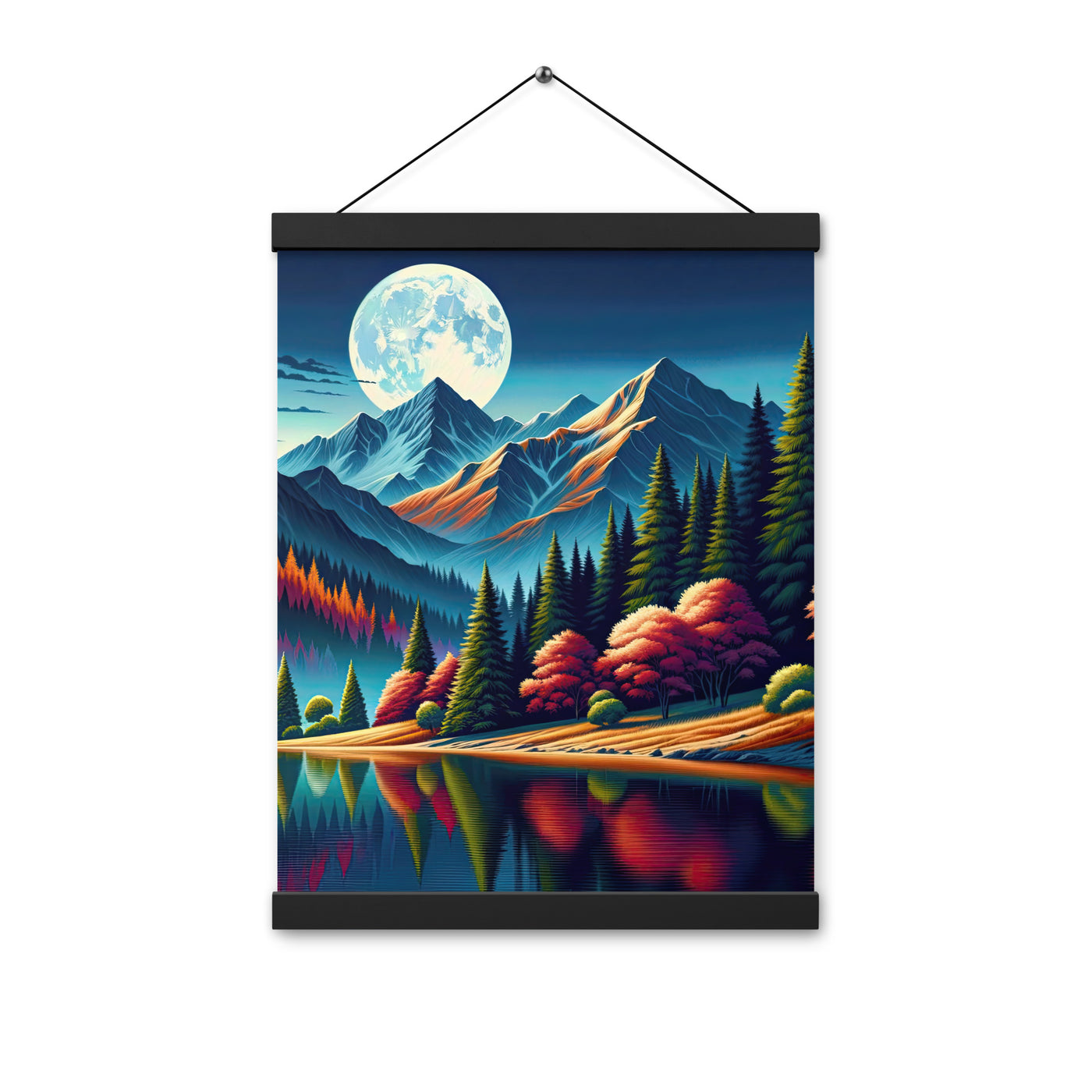 Ruhiger Herbstabend in den Alpen, grün-rote Berge - Premium Poster mit Aufhängung berge xxx yyy zzz 30.5 x 40.6 cm