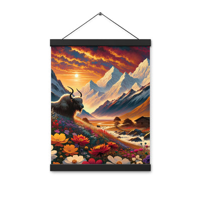 Magischer Alpenabend mit Hochlandkuh und goldener Sonnenkulisse - Premium Poster mit Aufhängung berge xxx yyy zzz 30.5 x 40.6 cm