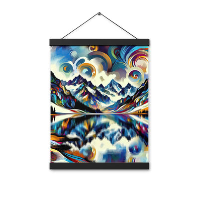 Alpensee im Zentrum eines abstrakt-expressionistischen Alpen-Kunstwerks - Premium Poster mit Aufhängung berge xxx yyy zzz 30.5 x 40.6 cm
