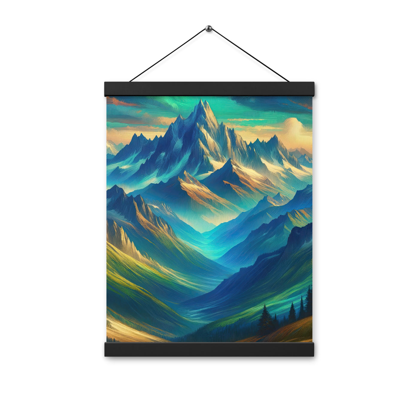 Atemberaubende alpine Komposition mit majestätischen Gipfeln und Tälern - Premium Poster mit Aufhängung berge xxx yyy zzz 30.5 x 40.6 cm