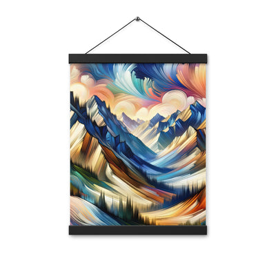 Alpen in abstrakter Expressionismus-Manier, wilde Pinselstriche - Premium Poster mit Aufhängung berge xxx yyy zzz 30.5 x 40.6 cm