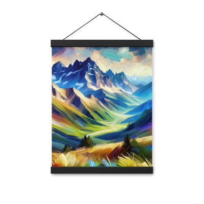 Impressionistische Alpen, lebendige Farbtupfer und Lichteffekte - Premium Poster mit Aufhängung berge xxx yyy zzz 30.5 x 40.6 cm
