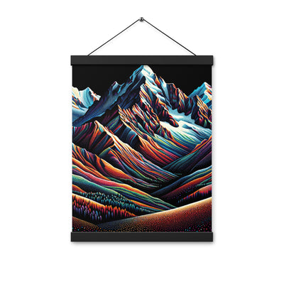Pointillistische Darstellung der Alpen, Farbpunkte formen die Landschaft - Premium Poster mit Aufhängung berge xxx yyy zzz 30.5 x 40.6 cm