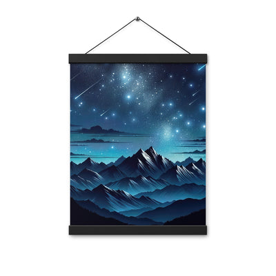 Alpen unter Sternenhimmel mit glitzernden Sternen und Meteoren - Premium Poster mit Aufhängung berge xxx yyy zzz 30.5 x 40.6 cm