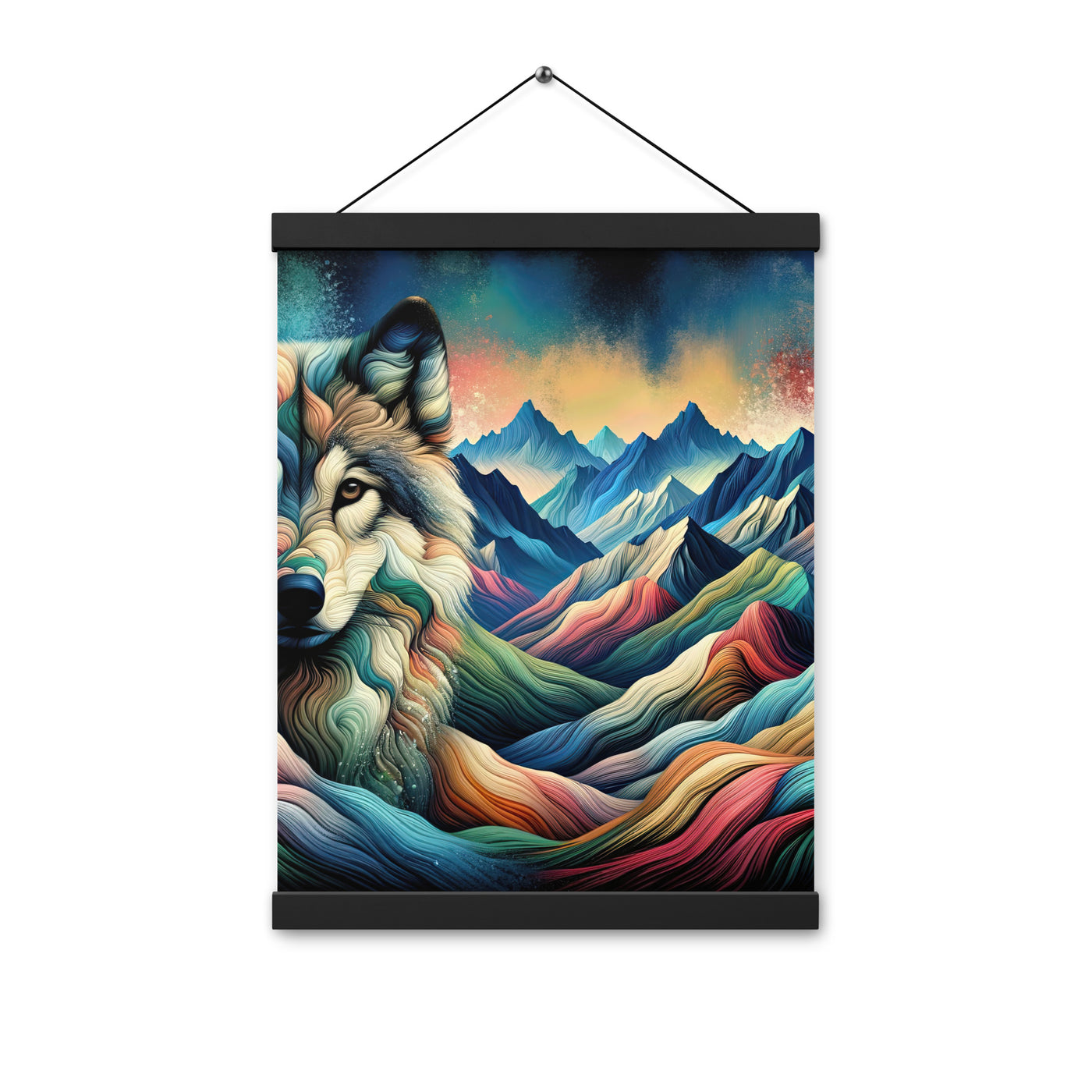 Traumhaftes Alpenpanorama mit Wolf in wechselnden Farben und Mustern (AN) - Premium Poster mit Aufhängung xxx yyy zzz 30.5 x 40.6 cm