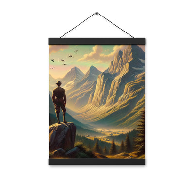 Ölgemälde eines Schweizer Wanderers in den Alpen bei goldenem Sonnenlicht - Premium Poster mit Aufhängung wandern xxx yyy zzz 30.5 x 40.6 cm
