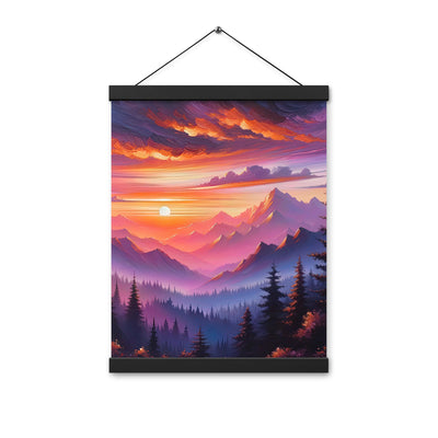 Ölgemälde der Alpenlandschaft im ätherischen Sonnenuntergang, himmlische Farbtöne - Premium Poster mit Aufhängung berge xxx yyy zzz 30.5 x 40.6 cm