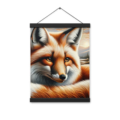 Ölgemälde eines nachdenklichen Fuchses mit weisem Blick - Premium Poster mit Aufhängung camping xxx yyy zzz 30.5 x 40.6 cm
