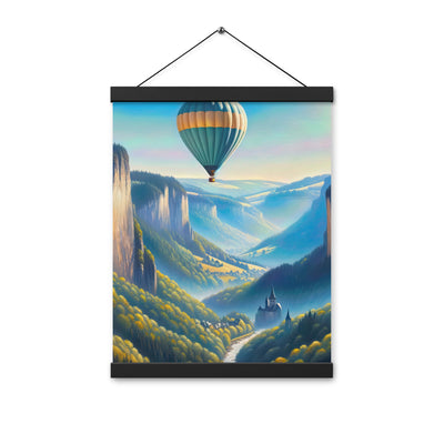 Ölgemälde einer ruhigen Szene in Luxemburg mit Heißluftballon und blauem Himmel - Premium Poster mit Aufhängung berge xxx yyy zzz 30.5 x 40.6 cm