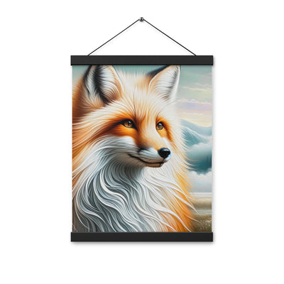 Ölgemälde eines anmutigen, intelligent blickenden Fuchses in Orange-Weiß - Premium Poster mit Aufhängung camping xxx yyy zzz 30.5 x 40.6 cm