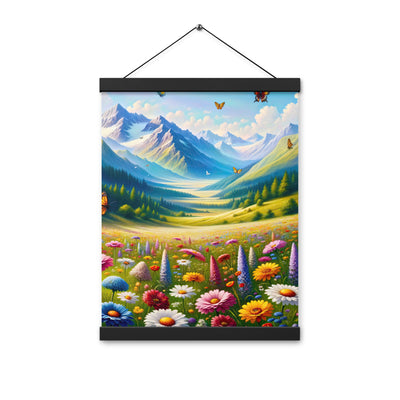 Ölgemälde einer ruhigen Almwiese, Oase mit bunter Wildblumenpracht - Premium Poster mit Aufhängung camping xxx yyy zzz 30.5 x 40.6 cm