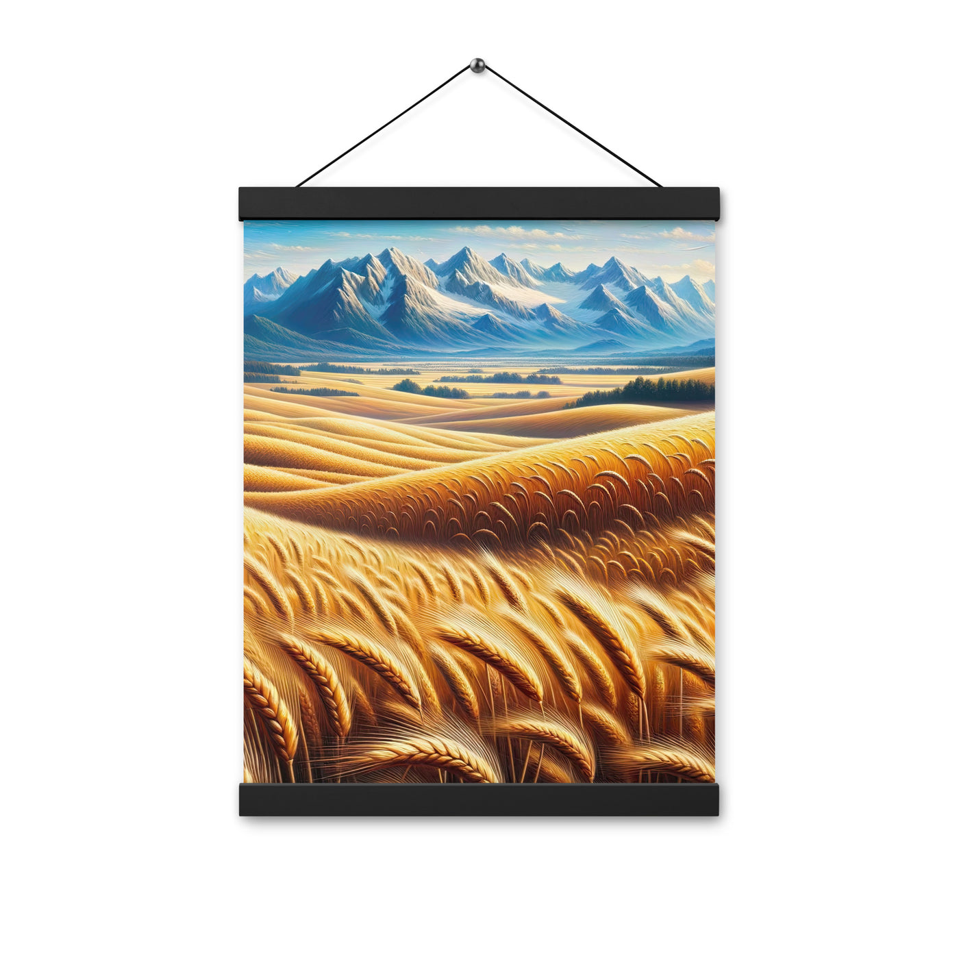 Ölgemälde eines weiten bayerischen Weizenfeldes, golden im Wind (TR) - Premium Poster mit Aufhängung xxx yyy zzz 30.5 x 40.6 cm