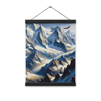 Ölgemälde der Alpen mit hervorgehobenen zerklüfteten Geländen im Licht und Schatten - Premium Poster mit Aufhängung berge xxx yyy zzz 30.5 x 40.6 cm